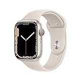 Apple Watch Series 7 (GPS + Cellular, 45mm) Smartwatch - Aluminiumgehäuse Sternenlicht, Sportarmband...
