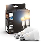 Philips Hue White Ambiance E27 LED Lampen 2-er Pack (1055 lm), dimmbare LED Leuchtmittel für das Hue...