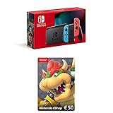 Nintendo Switch Konsole - Neon-Rot/Neon-Blau (2019 Edition) eShop Card | 50 EUR Guthaben (Download Code)