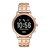 Fossil Damen-Smartwatch, Julianna HR Roségoldfarbener Edelstahl mit roségoldenem Edelstahlarmband,...