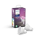 Philips Hue White & Color Ambiance GU10 Lampe Doppelpack, dimmbar, bis zu 16 Millionen Farben, steuerbar...