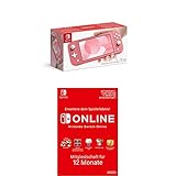 Nintendo Switch Lite, Standard, Koralle + Nintendo Switch Online Mitgliedschaft 12 Monate (Download Code)