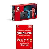 Nintendo Switch Konsole - Neon-Rot/Neon-Blau + Nintendo Switch Online Mitgliedschaft 12 Monate (Download...