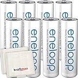 8er Pack Panasonic Eneloop AA/Mignon Akkus - Neueste Generation - Hochleistungs Akku Batterien in...