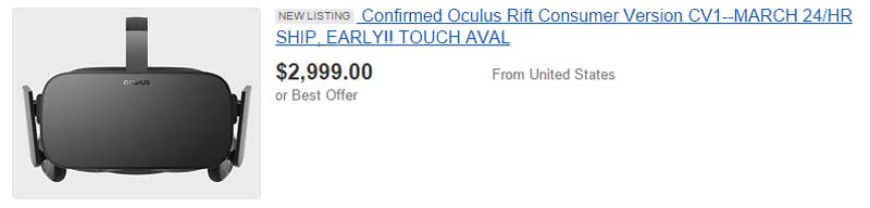 Oculus Rift CV1 wird für viel Geld bei Ebay angeboten.