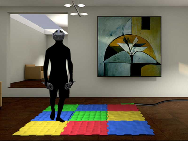 Die Matte soll passend zur VR-Anwendung den Laufuntergrund simulieren.