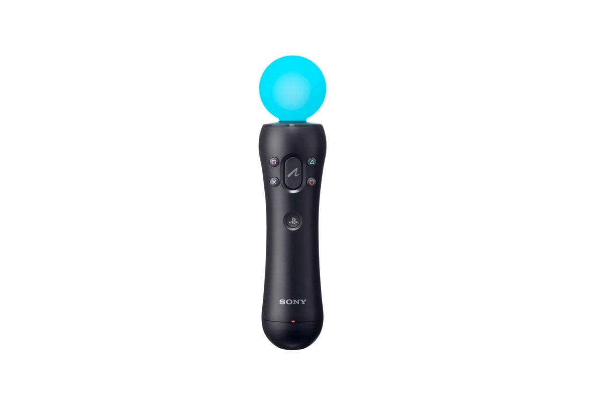 Ein aktueller PlayStation Move-Controller mit türkiser Tracking-Leuchtkugel
