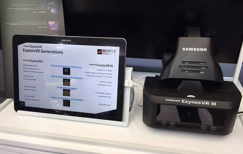 Samsung präsentierte auf der MWC Shanghai den neuesten Prototyp der autarken Exynos-Brille. Das Gerät soll Eye-Tracking unterstützen.