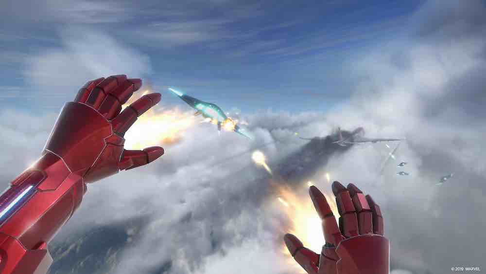 Iron Man shoots at opponents in Iron Man VR