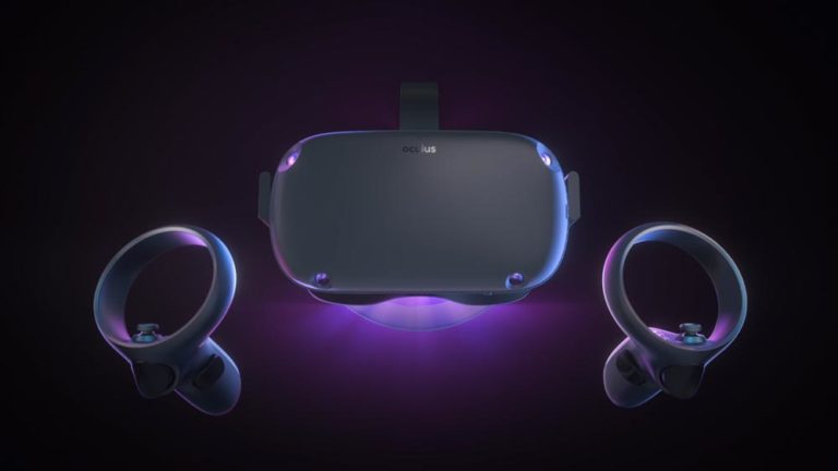 Werbebild mit VR-Brille Oculus Quest und Touch-Controllern