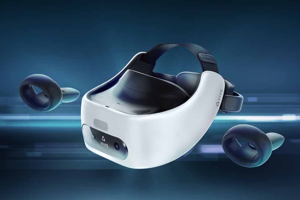 Mit der autarken VR-Brille samt virtueller Hände will HTC Geschäftskunden ansprechen.