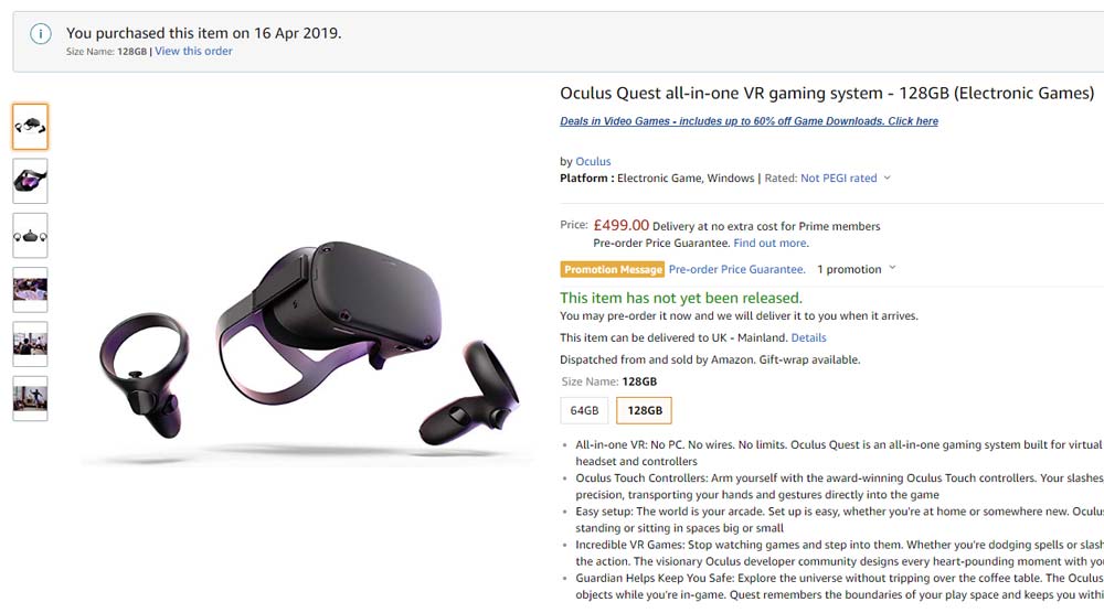 Oculus Quest: Preis der 128-GB-Version bekannt