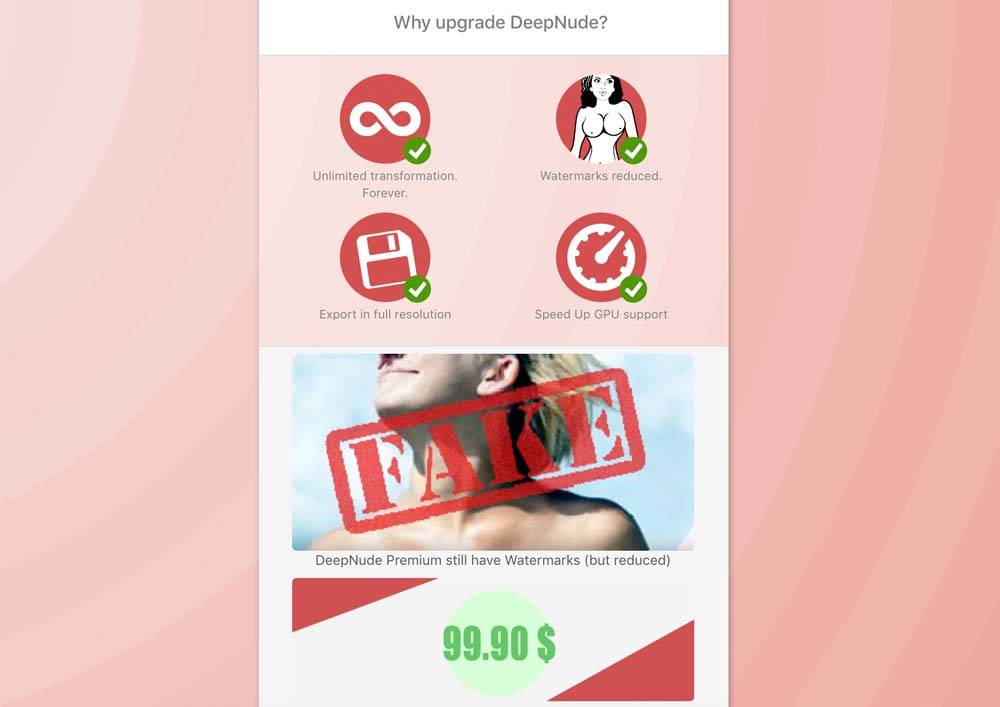 Besonders gut sollen die Deepnude-Fakes mit hochauflösenden Bildern funktioneren. Bild: Deepnude-Webseite