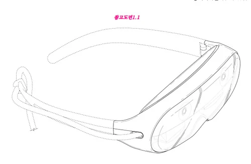 Samsungs AR-Brille bietet offenbar eine Kabelverbindung an zu einem Zuspieler. Zumindest sieht das Design ein Kabel vor. Bild: Samsung