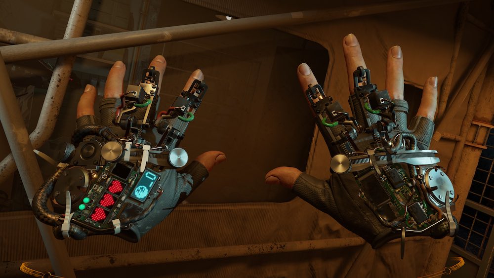 Die virtuellen Hände mit den Gravity Gloves.