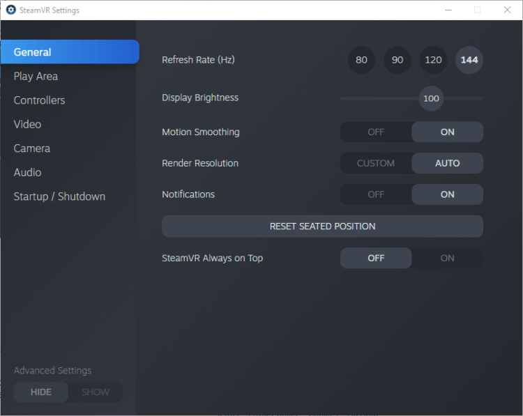 Valve vereinfacht die Benutzerführung in den SteamVR-Einstellungen. Bild: Valve