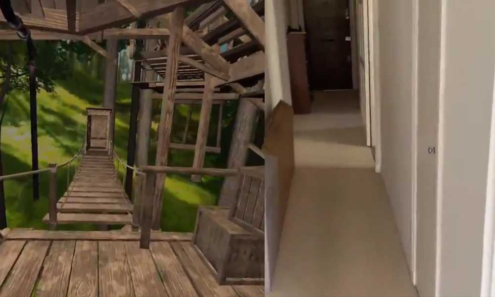 Die kabellose VR-Brille Oculus Quest macht aus einer normalen Wohnung in London ein Baumhaus mitten im Urwald.