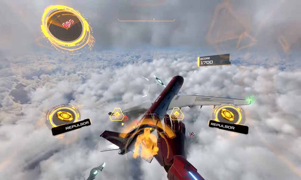 Iron Man schmeißt die Flugdüsen auf der Playstation VR an.