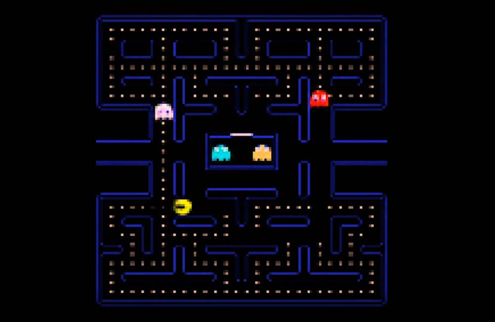 Ein unscharfes Pac-Man-Labyrinth, das von einer KI anhand von Videobildern trainiert wurde.