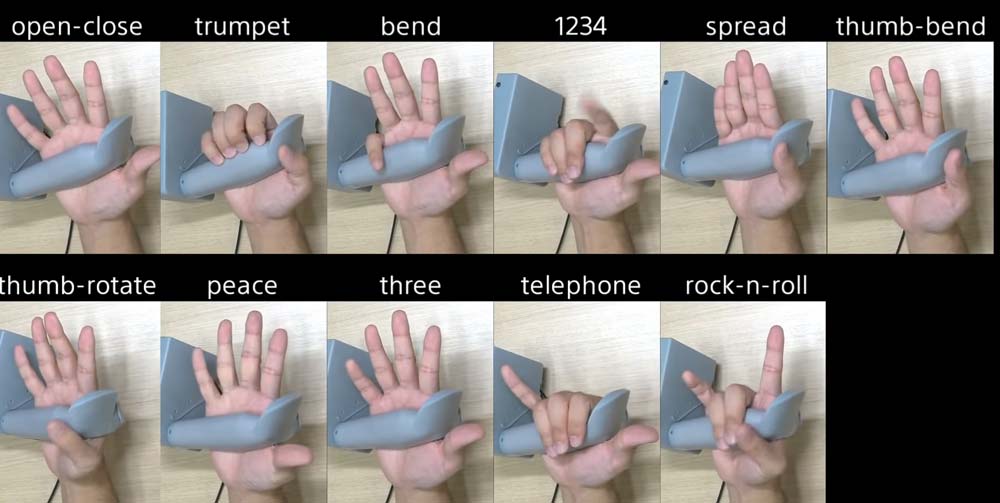 Mit diesen Fingerbewegungen wurden die Tracking-KI trainiert. Bild: Sony