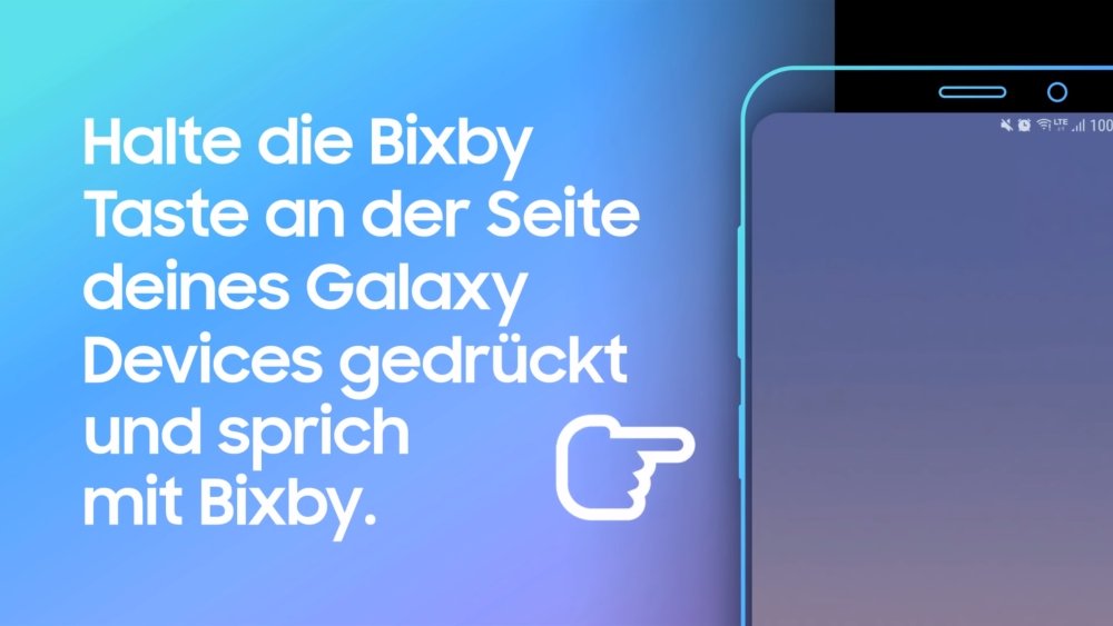 Eine Anleitung, wie man über eine Taste an einem Samsung-Smartphone den Sprachassistenten Bixby aufruft.
