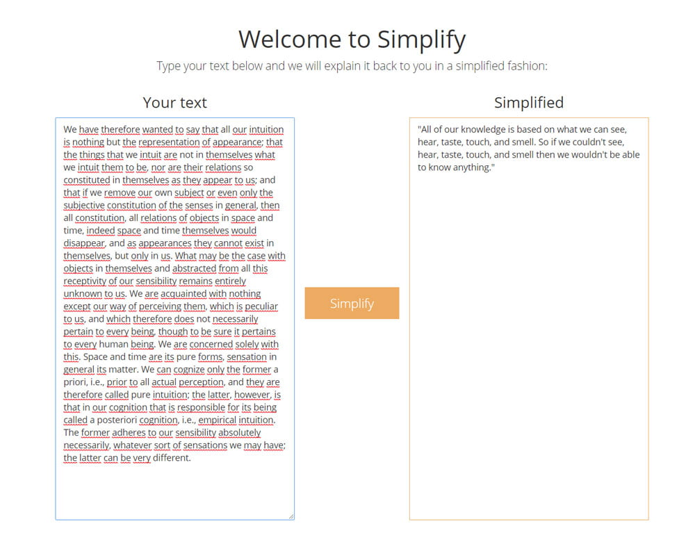 Screenshot von Simplify
