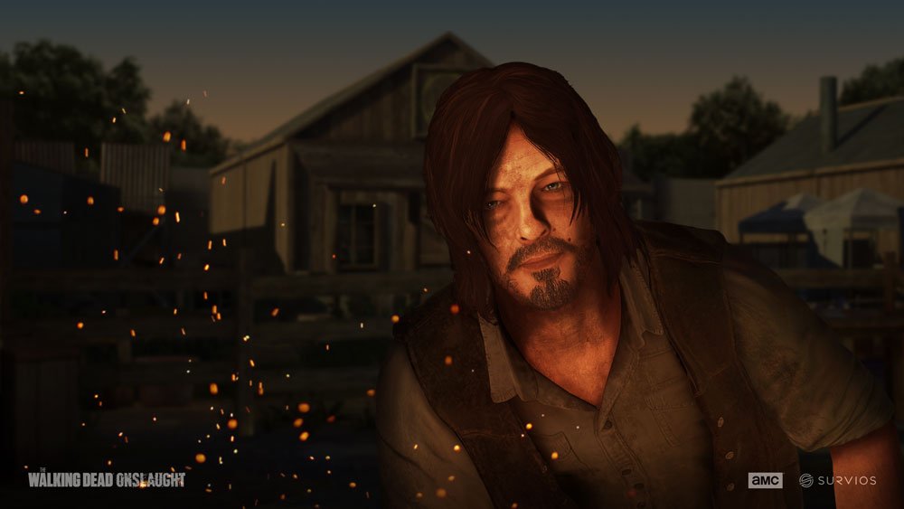 Walking-Dead-Charakter Daryl am Lagerfeuer