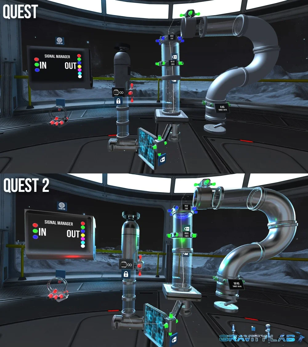 Das VR-Spiel Gravity Lab im Vergleich auf der Oculus Quest und der Oculus Quest 2.