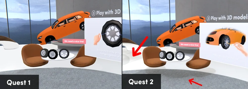Ein Vergleich der VR-App Spatial auf Oculus Quest 1 und Oculus Quest 2.