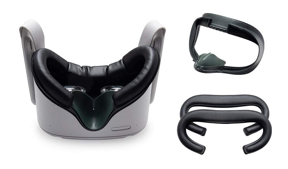 VR Cover Oculus Quest 2 Abdeckungen PU-Leder Schaum Staubdichte Linsenabdeckung Anti-Leck-Nasenpolster Weicher Schweißfester VR Zubehör für Oculus Quest 2 Gesichts Schnittstellen Halterung 
