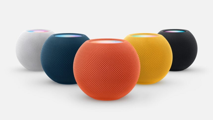 Apples HomePod Mini Smart Speaker in verschiedenen Farben.