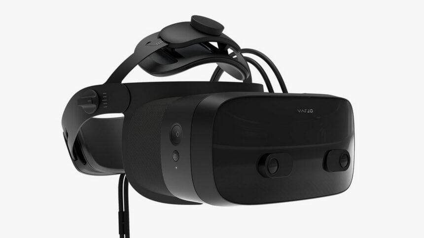 VR-Brille Varjo VR-3 von links vorne, Promo-Shot