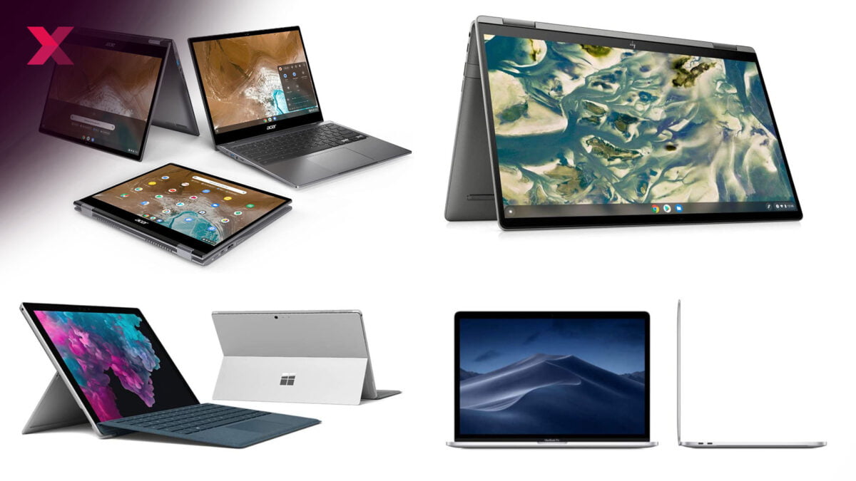 Microsoft Surface Pro 6, Apple MacBook Pro und Chromebooks von HP und Acer.