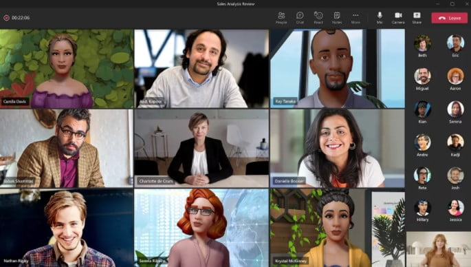 Im kommenden Jahr rollt Microsoft ein Avatar- und XR-Update für Microsoft Teams aus. Die Avatare können in herkömmlichen Videokonferenzen ebenso wie in immersiven 3D-Welten verwendet werden. | Bild: Microsoft