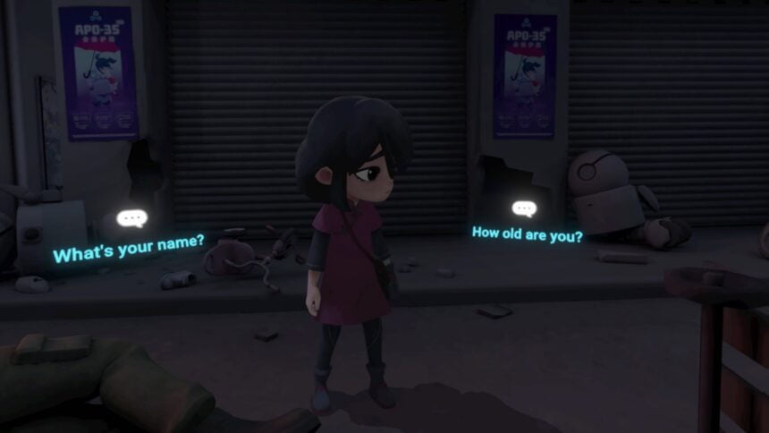 Das Spiel blendet neben Luna zwei Dialogoptionen ein.
