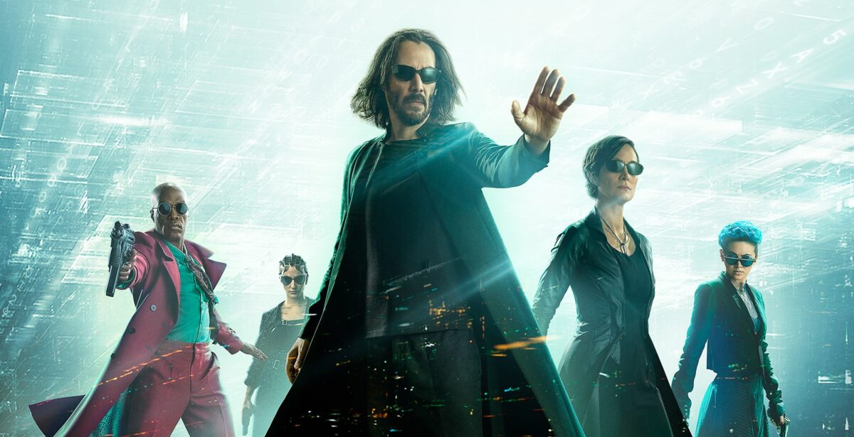 Die Hauptfiguren von Matrix Ressurections auf dem offiziellen Filmposter
