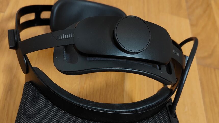 Obere Kopfhalterung der VR-Brille Varjo Aero aus der Nähe