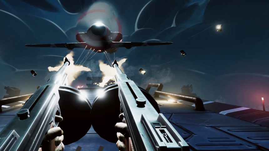Im VR-Spiel Against attackiert ein Flugzeug den 