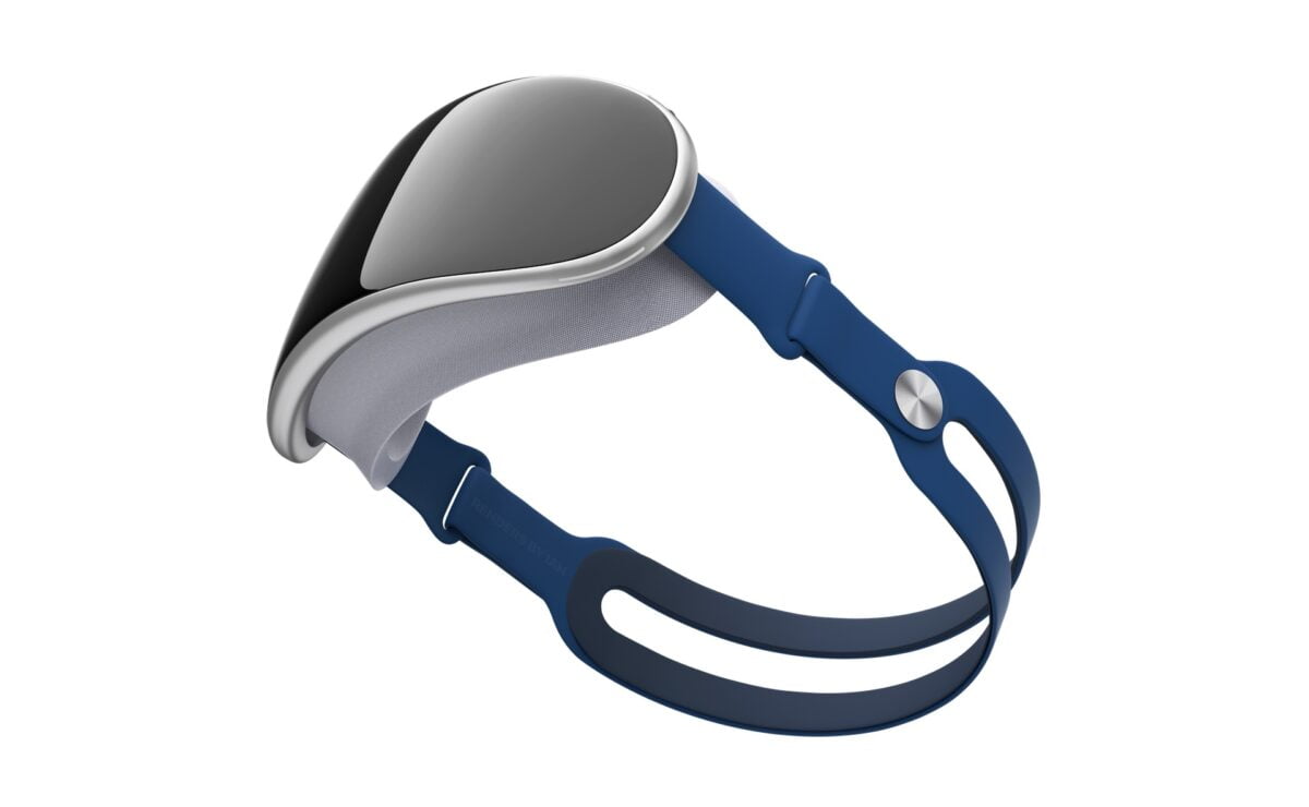 Ein Rendering der mutmaßlichen Apple-VR-Brille vor weißem Hintergrund.