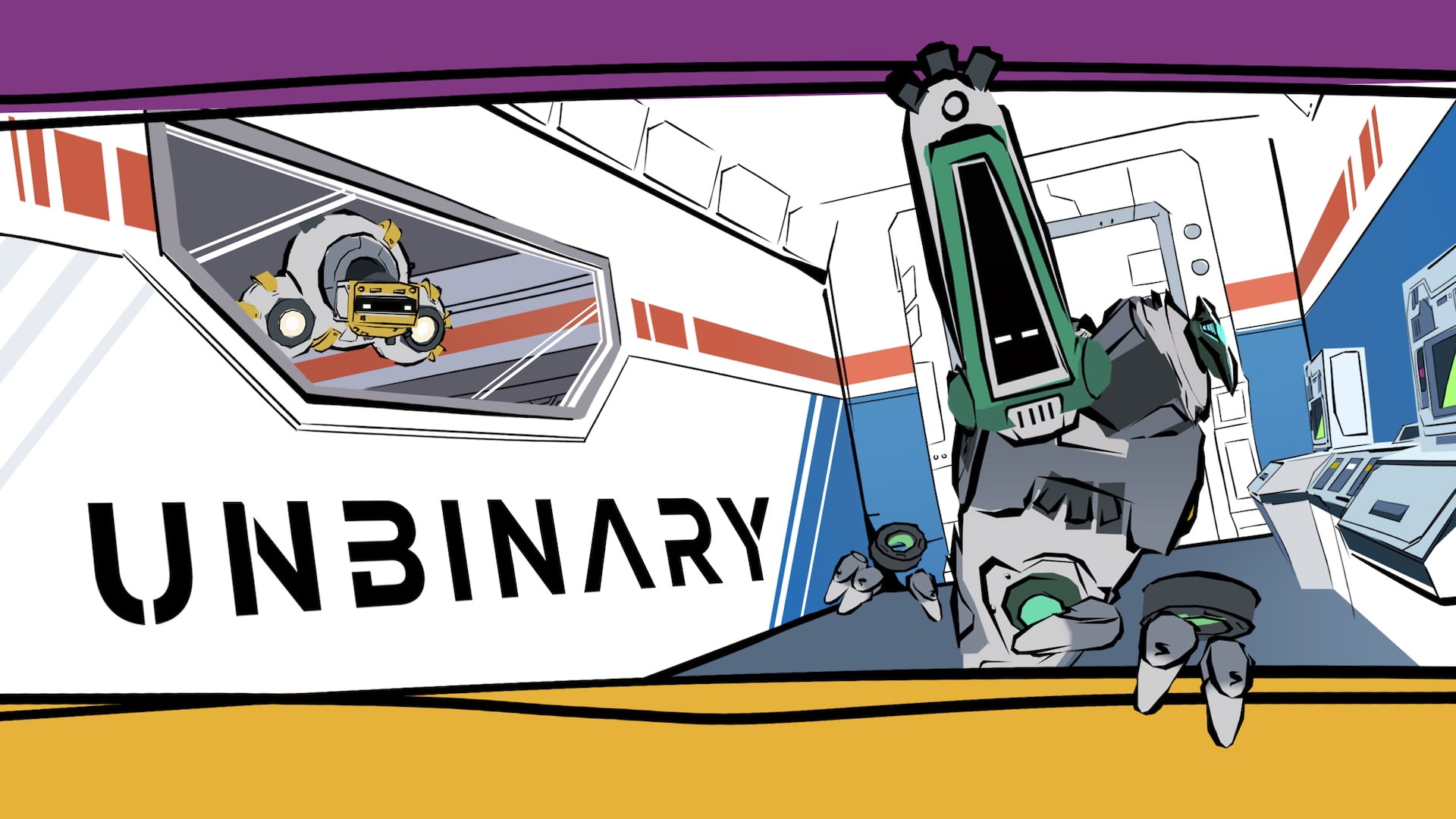 Unbinary Logo mit Roboter