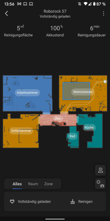 Der Screenshot einer App mit dem Grundriss einer Wohnung.