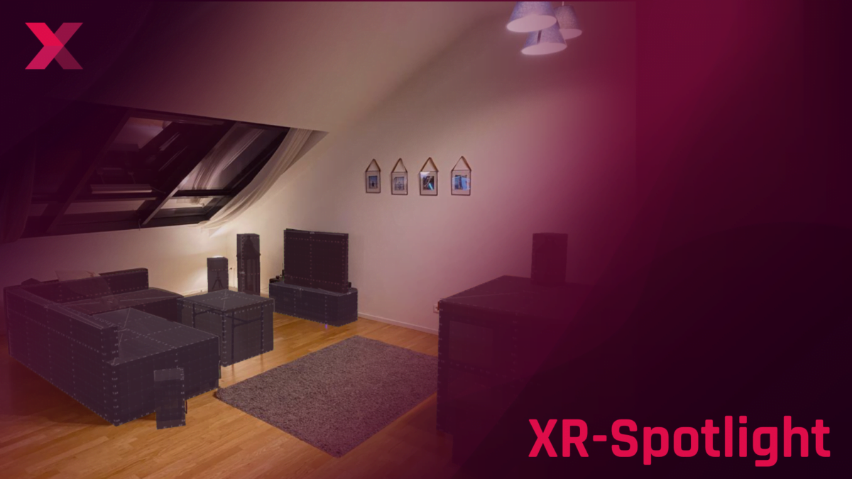 Wohnraum mit markierten Möbeln für die VR-Nutzung