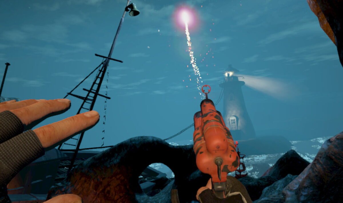Im VR-Adventure The Gallery: Episode 1 feuert der Protagonist eine Leuchtpistole ab.
