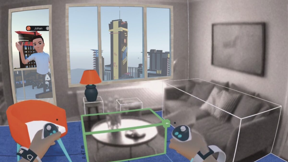Mixed-Reality-Wohnzimmer mit Avatar.