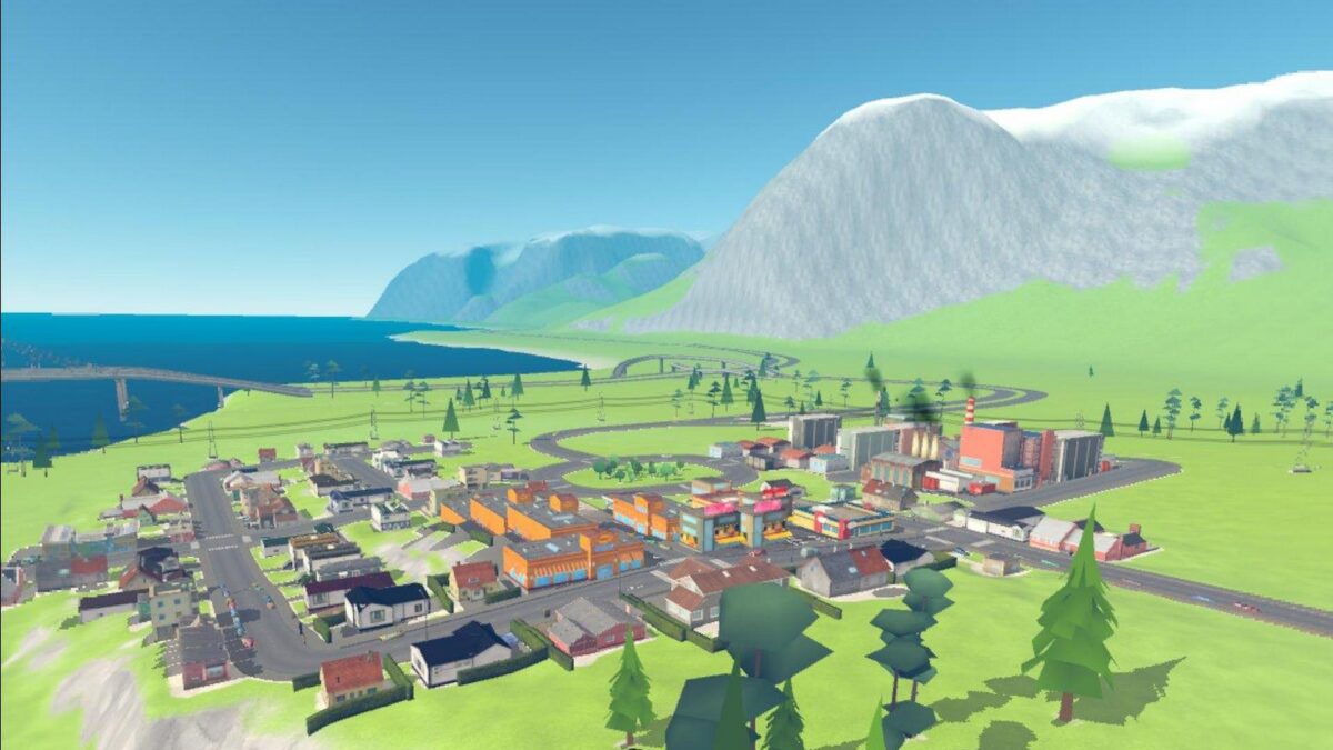 Blick auf kleine Stadt im VR-Spiel Cities: VR