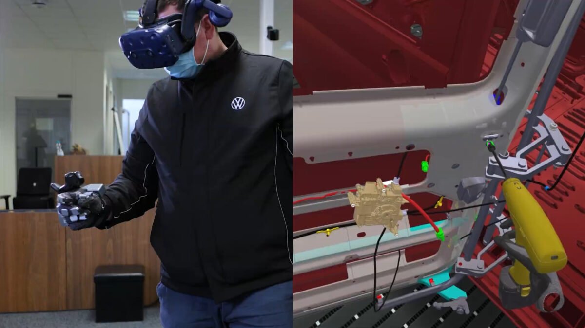 Beim VW-Training in VR kommt der haptische Handschuh senseglove Nova zum Einsatz.