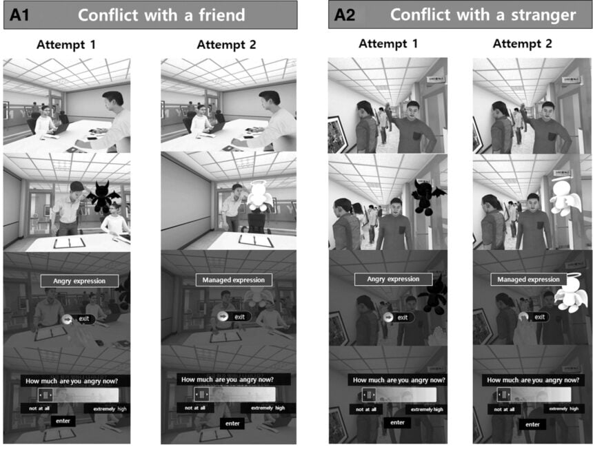Die Teilnehmer der Studie erlebten verschiedene Konfliktsituationen in der VR-Umgebung.