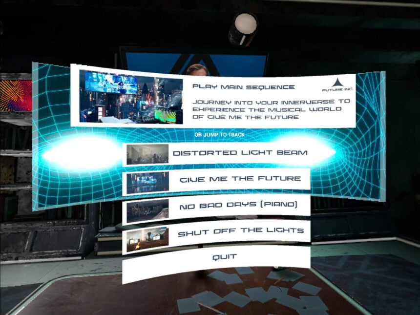 Give Me The Future VR menu board.