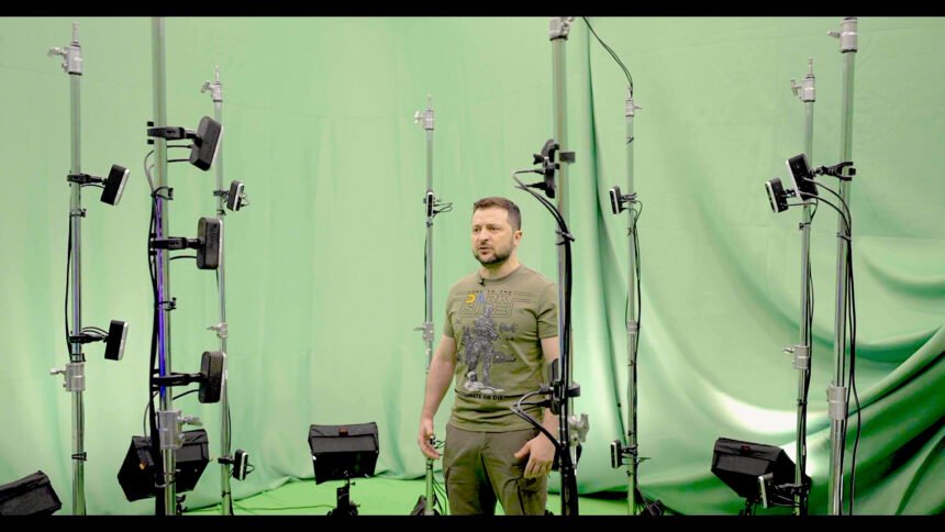 Ein mobiles AR-Studio nimmt Wolodymyr Selenskyj in Kiew auf.