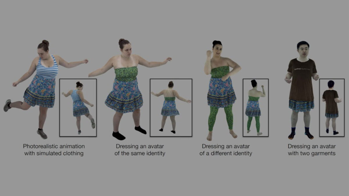 Metas fotorealistische Codec-Avatare drehen sich mit verschiedenen virtuellen Kleidungsstücken.